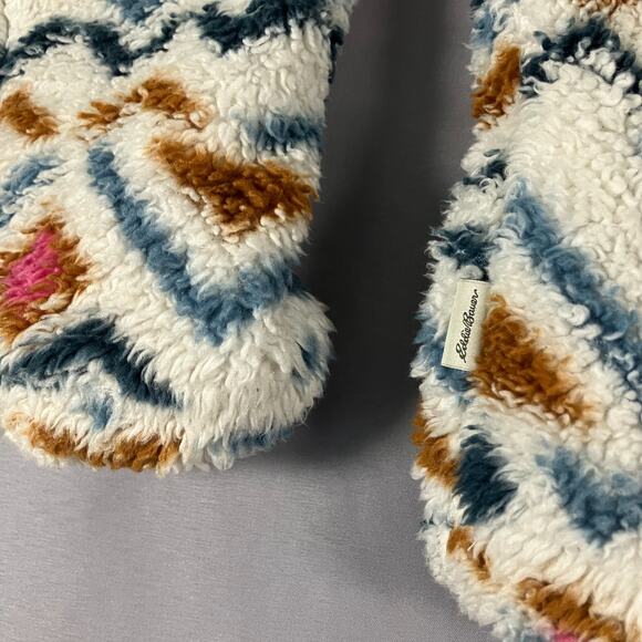Eddie Bauer Women’s Large Sherpa Fleece Pullover Aztec Print 1/4 Zip Winter Jack - Picture 11 of 12